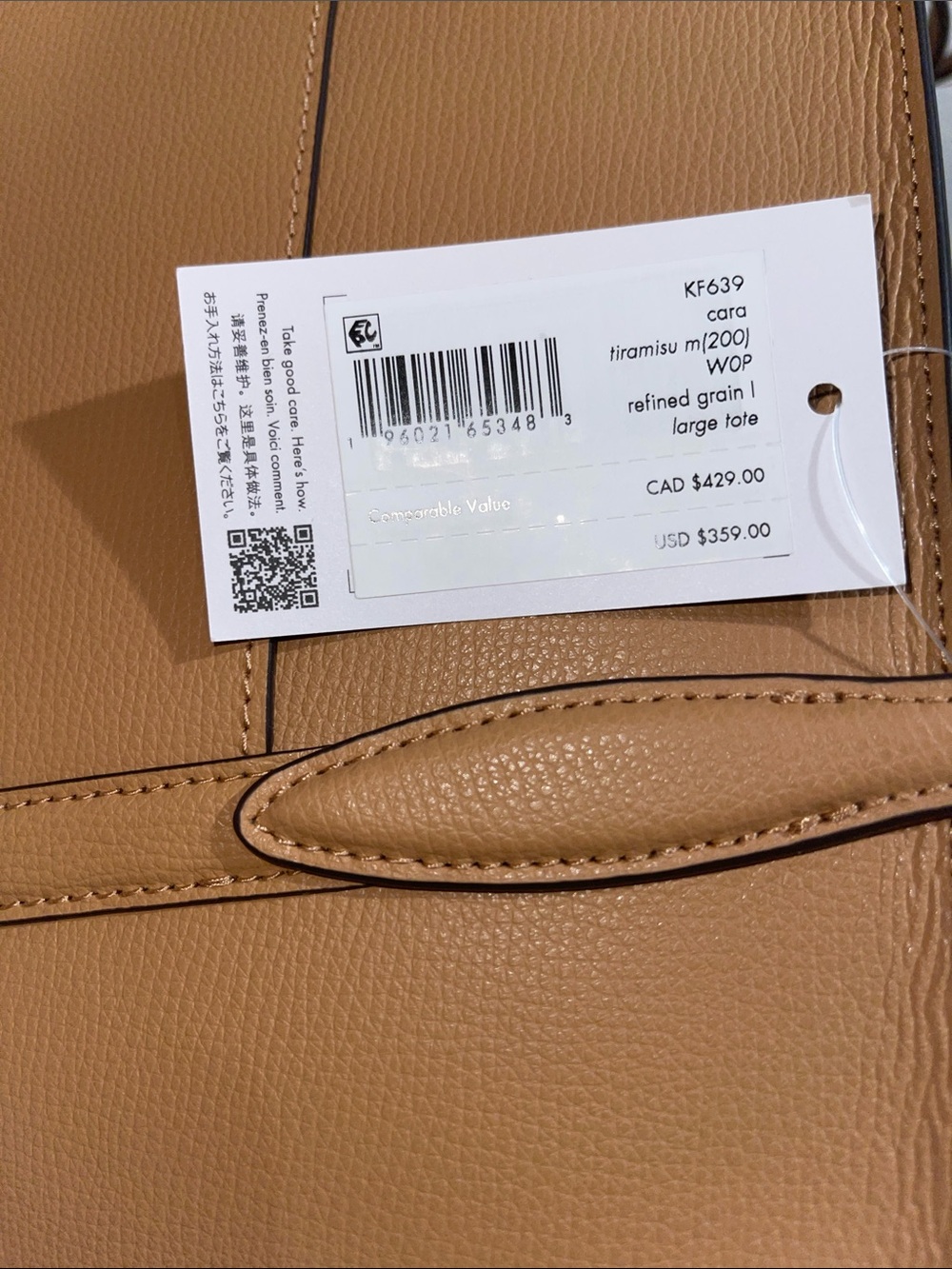 Kate Spade ♠️ Cara Refined Grain Leather Large Tote with Luggage Tag Accent NWT - Picture 9 of 10